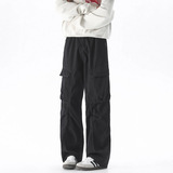 春季美式高街大口袋工装裤男潮流宽松直筒褶皱休闲长裤子D8339，男装工装外套，电商B203-1