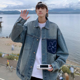 2025春秋季新款牛仔夹克男外套潮流刺绣宽松帅气上衣JK40P95，男装夹克，电商B203-1