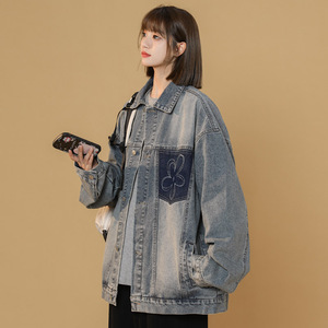 春秋季新款牛仔夹克女外套潮流刺绣宽松上衣JK40P95