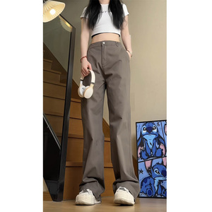 春季新款ins美式纯色工装裤女生潮流宽松直筒阔腿裤 K810 特P42图片