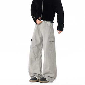 春季新款美式多口袋弯刀工装裤男潮流宽松直筒休闲长裤 128H P58，男装工装外套，电商B203-1