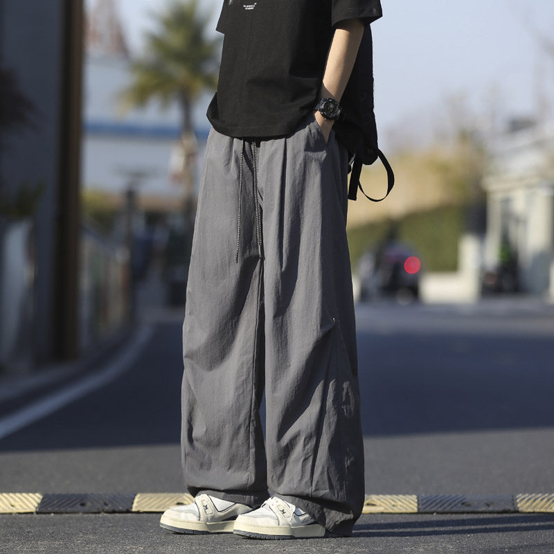 夏季新款高街褶皱休闲裤男生潮流宽松阔腿户外伞兵裤2818特P45,男装休闲裤,电商B203-1