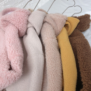 儿童加厚颗粒绒连帽卫衣冬男女童羊羔毛外套冬装中大童洋气毛毛衣