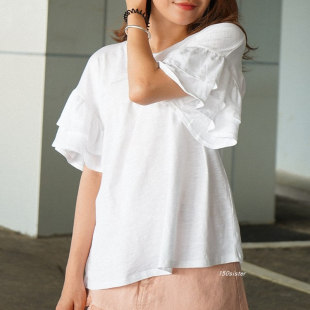 100%棉圆领短袖 2025夏款 T恤女宽松显瘦百搭休闲上衣