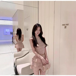 若语 5/21PM20:00 新品95折荔枝冰酿 镂空背心三层蛋糕裙套装