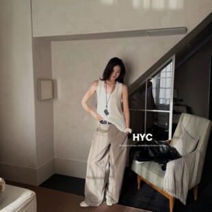 HYC十三行2026秋季新款阔腿休闲裤高腰宽松垂感直筒长裤女潮20832