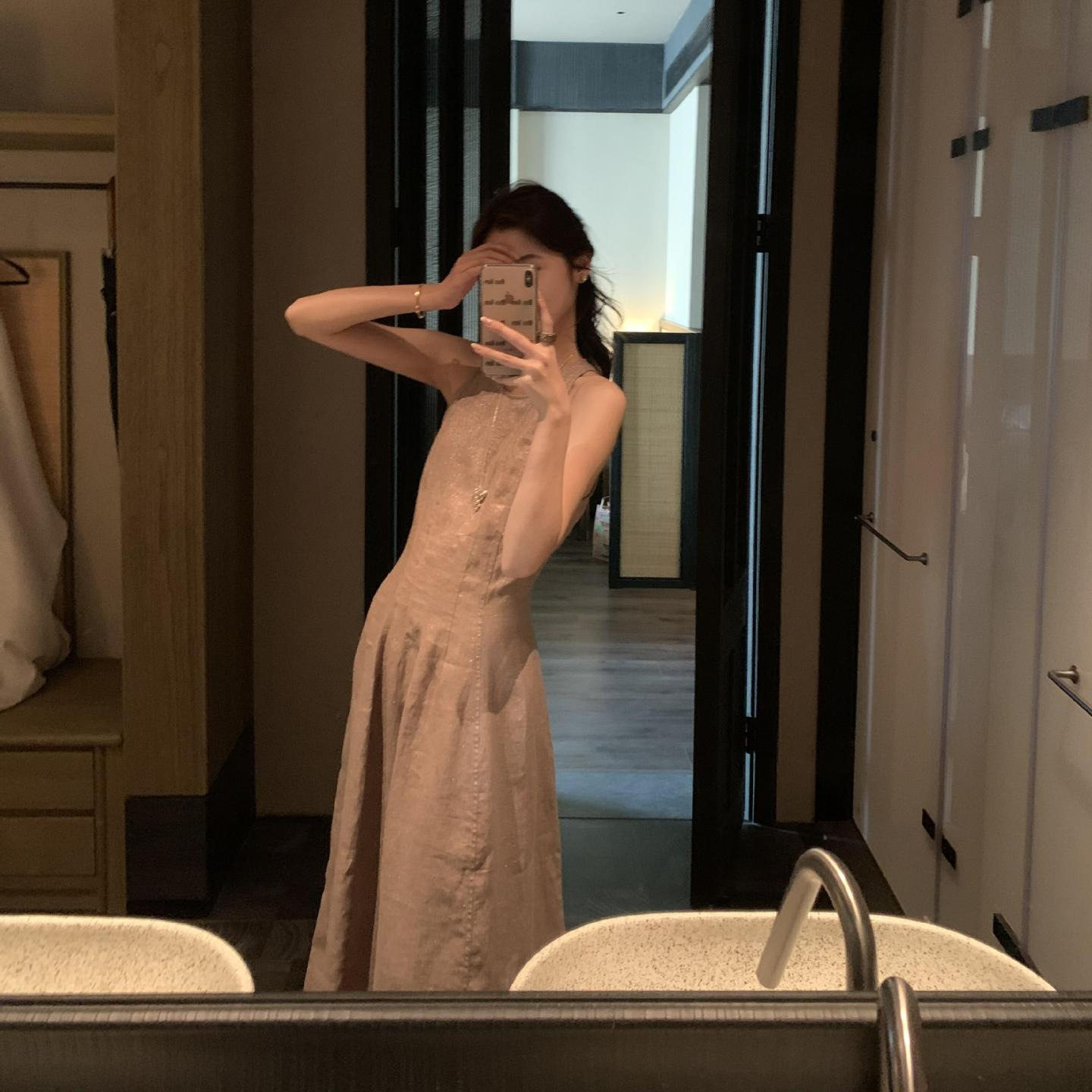 2026早春新款韩系温柔风减龄洋气女神范粉色连衣裙优雅风高腰长裙