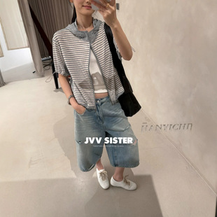 JVV十三行2026夏季新款连帽撞色拼接设计感短袖休闲外套女潮91013