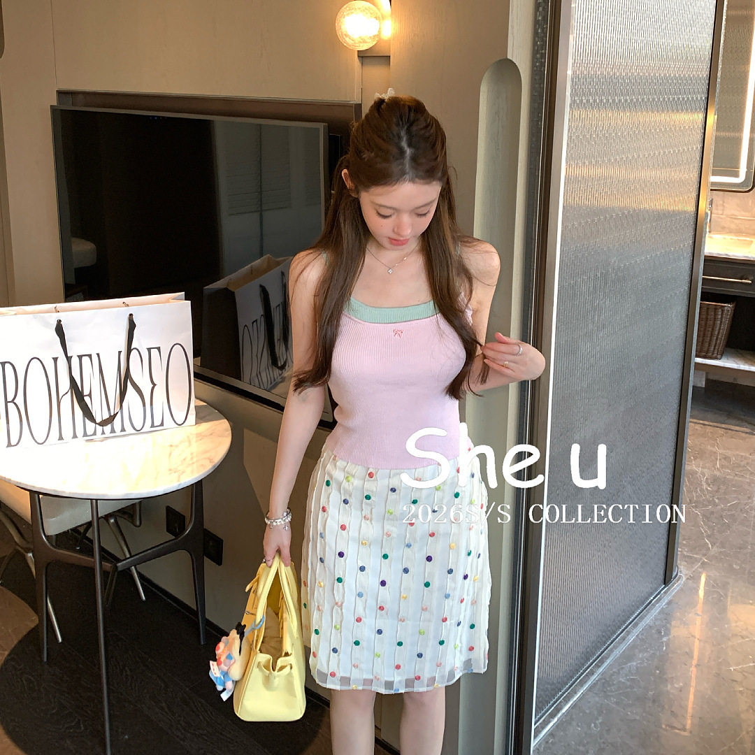 广州十三行女装批发纯欲风假两件吊带早秋款背心早秋款