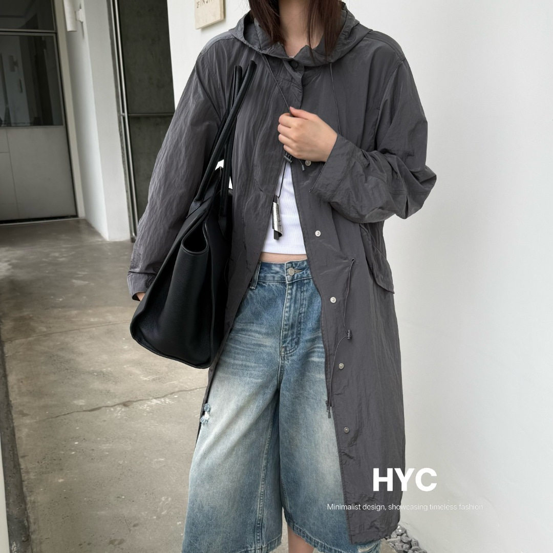 HYC十三行女装2026夏季新款极简连帽中长款防晒薄款休闲外套20637
