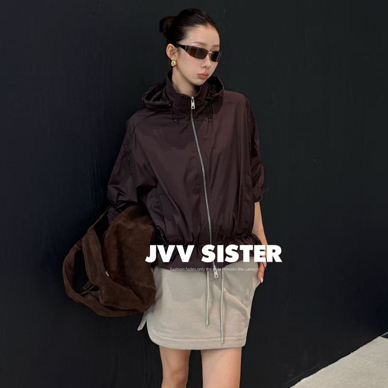 JVV十三行2026秋季新款高级感立领连帽宽松冲锋衣休闲外套女72615