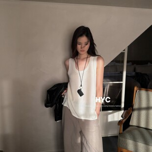 HYC十三行2026秋季新款圆领无袖针织背心女宽松百搭休闲上衣20836