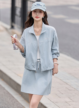 2026夏季新款韩版时尚休闲套装女宽松显瘦外套短裙两件套裙HF8997