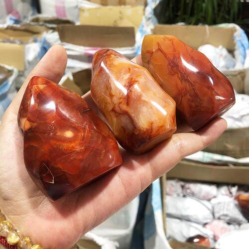 天然红玛瑙火炬摆件把玩原石摆件