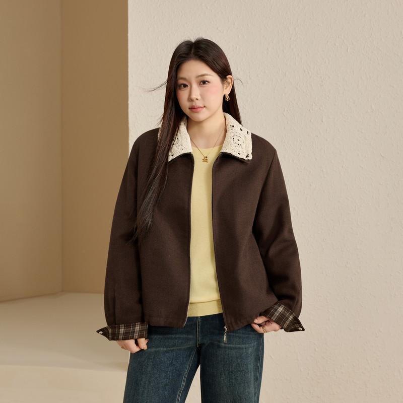 【复古领花夹棉外套】纤莉秀大码女装气质优雅开衫胖mm2025冬新款,女装/女士精品,常规大码外套,淘宝优惠券,粉丝福利购,淘宝优惠卷