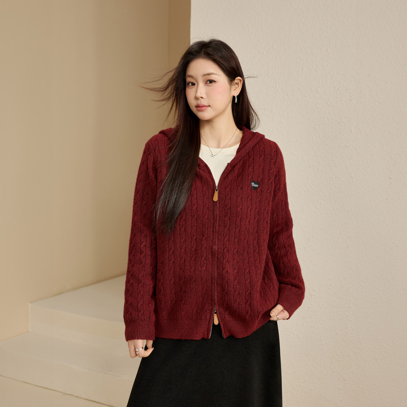 【爱心印记】双头拉链软糯连帽毛衣纤莉秀大码女装胖mm2025冬新款,女装/女士精品,大码内搭,淘宝优惠券,粉丝福利购,淘宝优惠卷