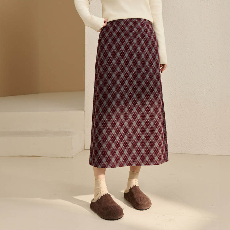 【斜纹格开叉半身裙】纤莉秀大码女装优雅简约A字裙胖mm春装新款,女装/女士精品,大码半身裙,淘宝优惠券,粉丝福利购,淘宝优惠卷