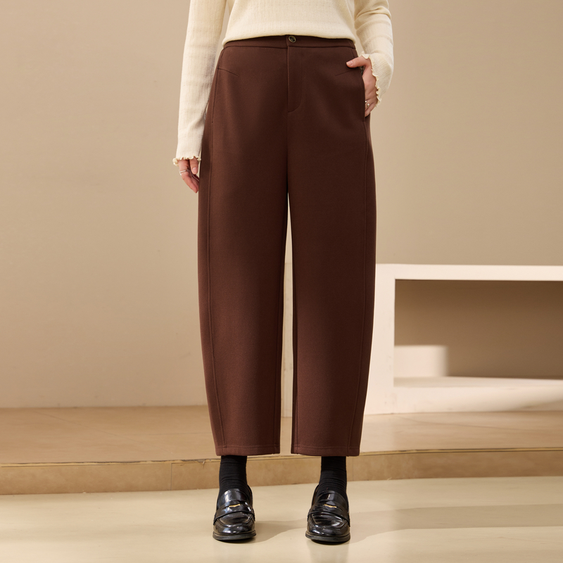 【弯刀裤】纤莉秀大码女装简约休闲百搭显瘦裤子胖mm2025冬装新款