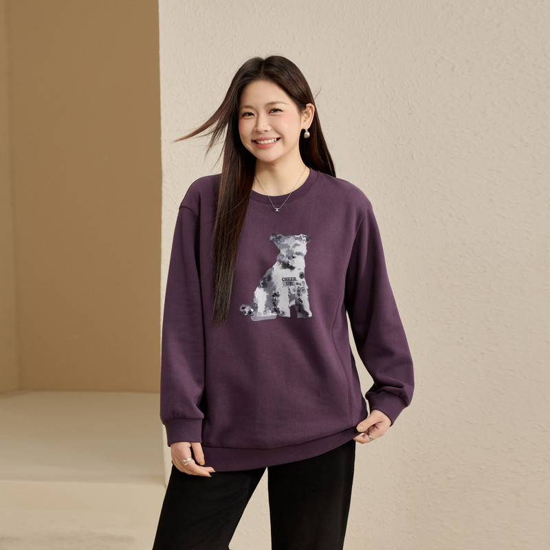 【慵懒落肩抓毛卫衣】纤莉秀大码女装休闲圆领上衣胖mm2025冬新款,女装/女士精品,大码内搭,淘宝优惠券,粉丝福利购,淘宝优惠卷