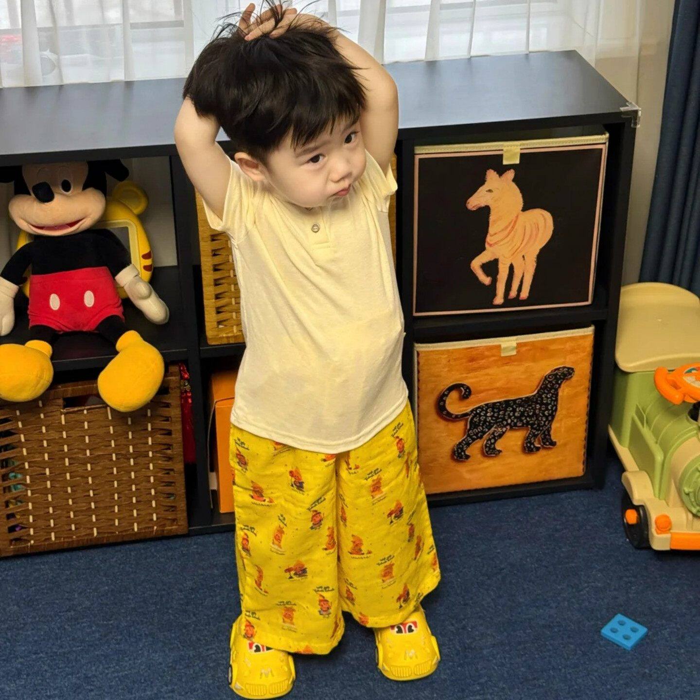 男童裤子夏薄款女男宝开春穿搭防蚊裤纯棉宽松多巴胺儿童直筒长裤