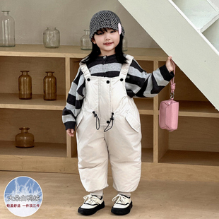 子 加厚保暖防风宝宝裤 儿童羽绒背带裤 女男童轻薄防寒外穿抗寒冬季