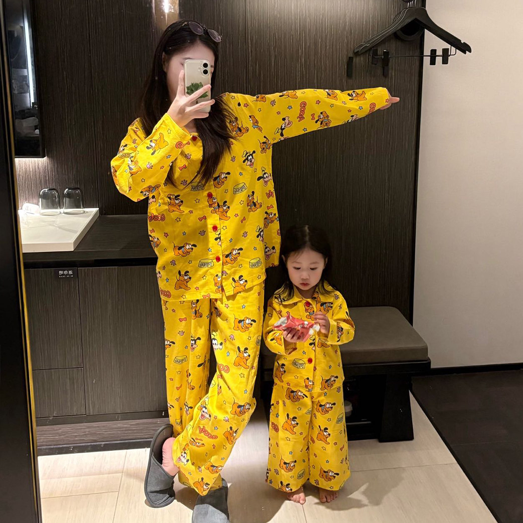 男女宝宝睡衣秋季2026新款纯棉a类小孩长袖开衫1亲子装儿童家居服