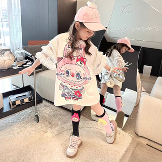 女童装拉布布t恤夏季连衣裙纯棉短袖女孩衣服儿童中长款半袖上衣
