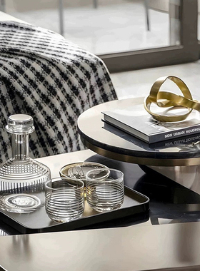 现代轻奢样板房客厅茶几售楼处洽谈酒具托盘金属摆件组合装饰摆件