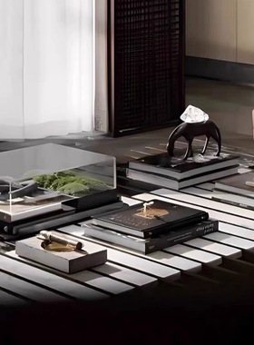 现代简约样板房售楼部洽谈桌茶几永生苔藓绿植花艺组合装饰摆件