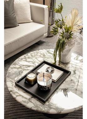 现代轻奢样板房客厅茶几售楼部洽谈花艺托盘香薰蜡烛组合装饰摆件
