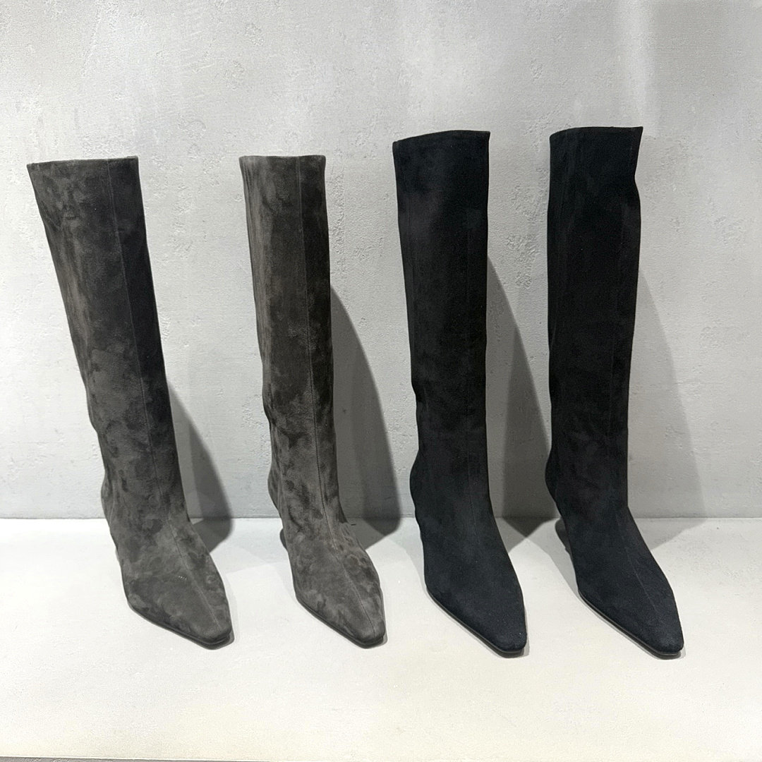 XFMD方头细跟高筒女靴秋冬显瘦