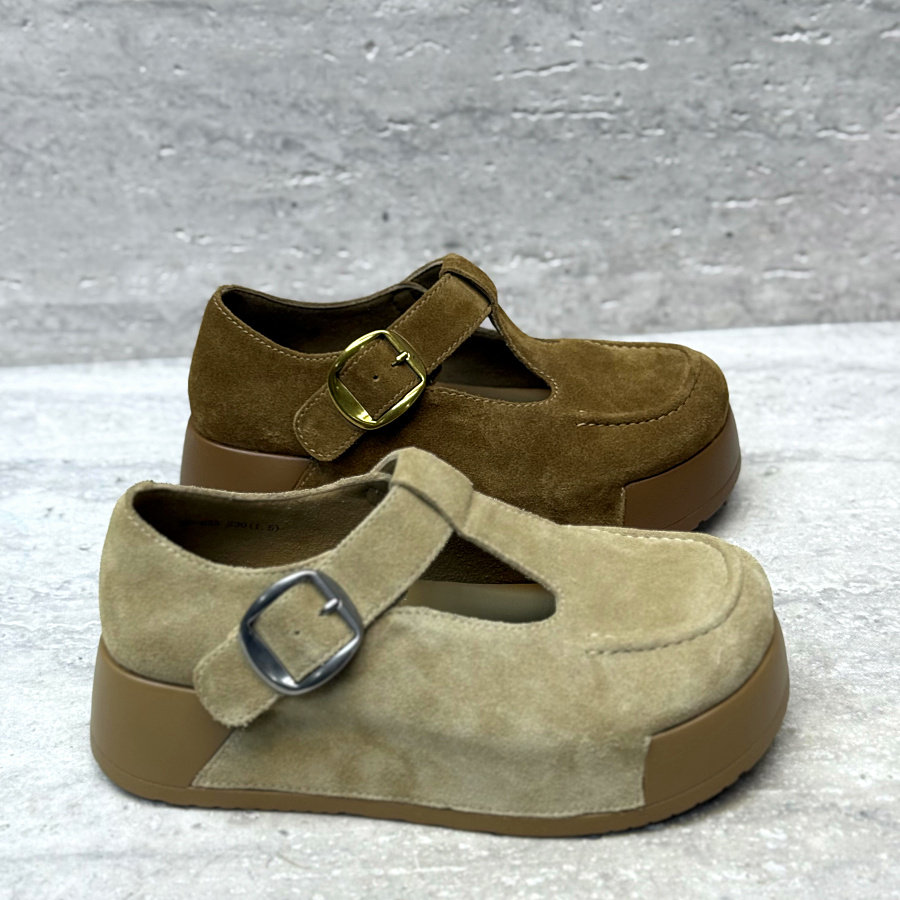 欧洲站欧货女鞋2026春季新款厚底增高真皮勃肯鞋松糕底百搭穆勒鞋