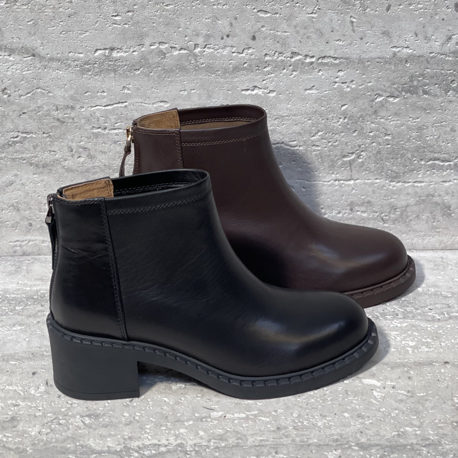 欧洲站女鞋2025秋季新款欧货真皮胎牛圆头粗跟后拉链时装靴短靴女,女鞋,时装靴,淘宝优惠券,粉丝福利购,淘宝优惠卷