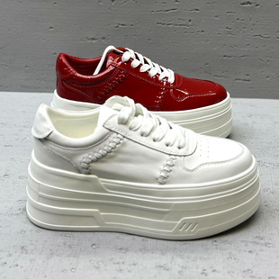 欧洲站欧货女鞋2026春季新款厚底增高小白鞋女真皮松糕底轻便板鞋