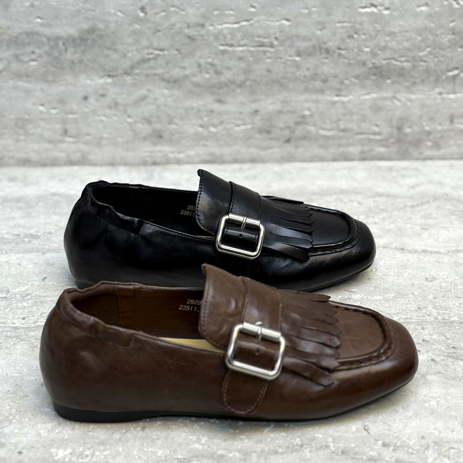 欧洲站欧货真皮女鞋2026春季新款流苏复古圆头平底乐福鞋豆豆鞋潮,女鞋,乐福鞋（豆豆鞋）,淘宝优惠券,粉丝福利购,淘宝优惠卷