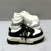 欧洲站2026春新欧货真皮拼色厚底板鞋 松糕百搭圆头系带运动休闲鞋