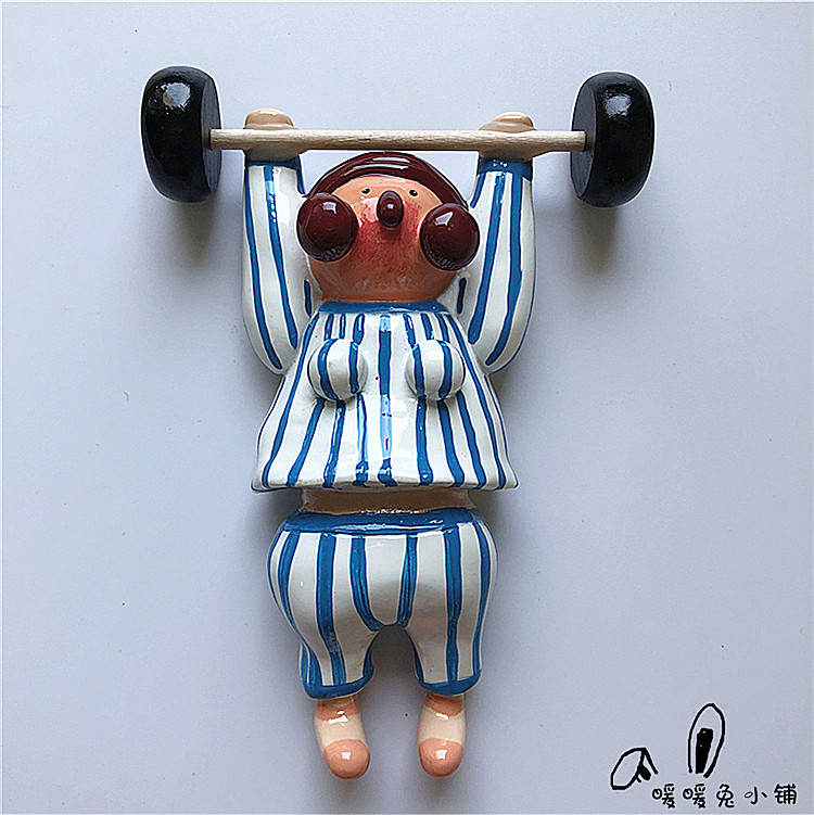 创意个性搞笑可爱卡通举重娃娃冰箱贴装饰磁贴磁性贴磁力贴吸力贴