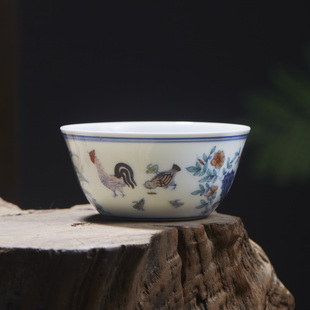 鸡缸杯景德镇釉下五彩青花瓷大明成化鸡缸杯主人杯功夫茶杯单杯