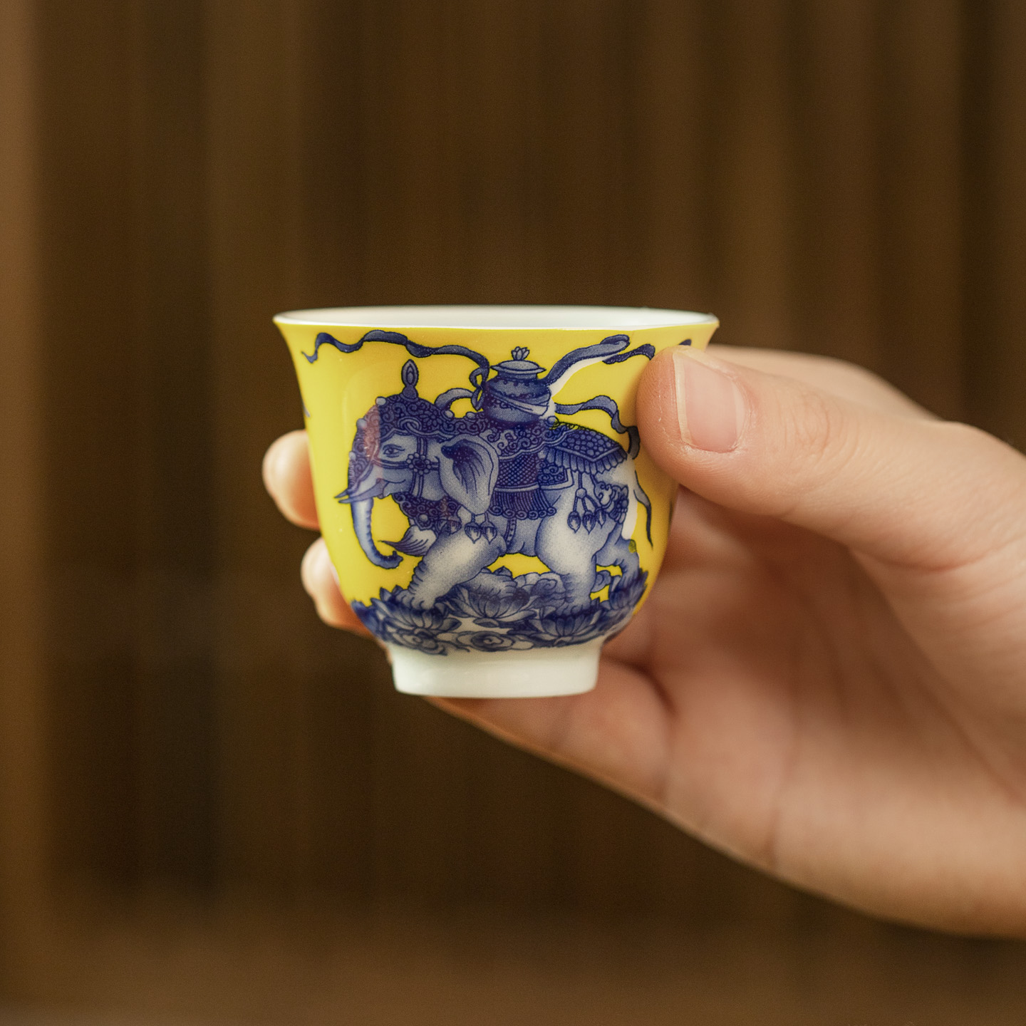 景德镇主人杯茶杯单杯功夫茶杯个人杯釉下青花海象纹青花瓷主人杯