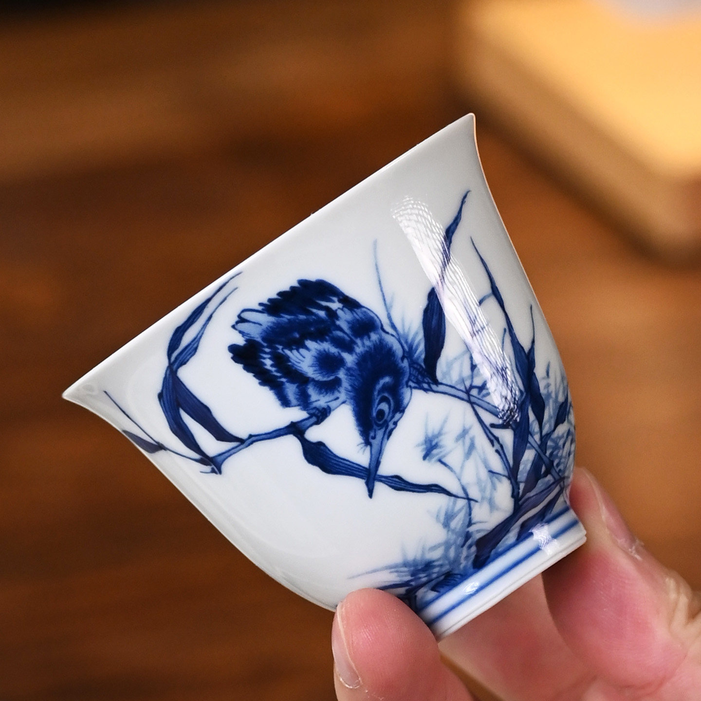 釉下彩青花瓷单翠闻香杯主人杯茶杯功夫茶杯个人品茗杯景德镇陶瓷图片
