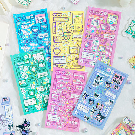 可爱卡通库洛米帕恰狗镭射贴纸咕盘diy咕卡贴纸手账素材