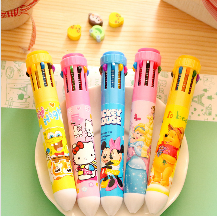卡通hello kitty十色筆彩色圓珠筆多色圓珠筆小學生文具學習用品