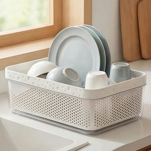 家用厨房双层沥水篮套装洗碗槽专用洗菜盆筐加厚神器水槽塑料小筐