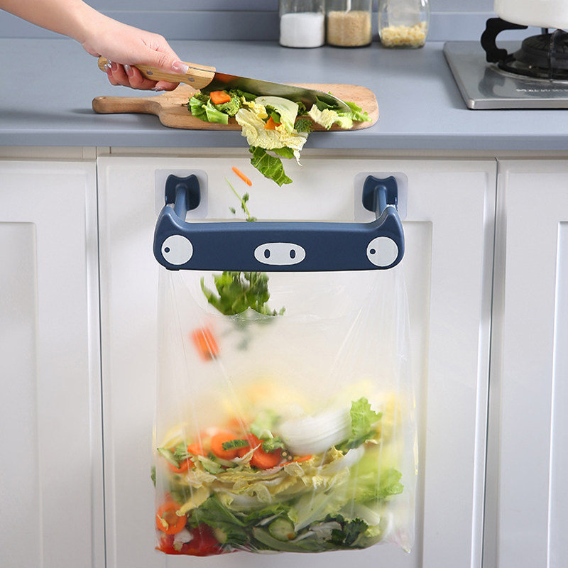 可挂式垃圾袋架子多功能神器厨房橱柜门收纳桶置物架壁挂钩免打孔