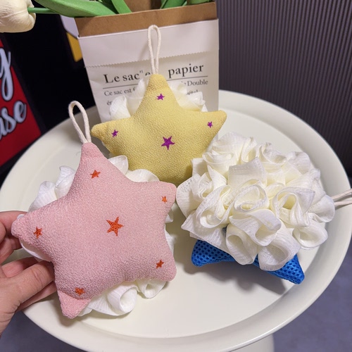 星星沐浴球高档不易散加大号浴花球超柔起泡双面女士用洗澡搓澡巾