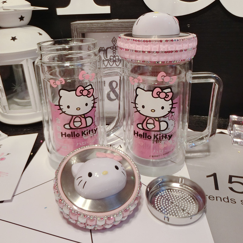 Jingle double-deck glass heat insulation Water cup Office Tea cup Cartoon fashion Hello Kitty KT Students Childrenin the Tableware , Cup/Cups/Kettle , Glass  category - from Buy2taobao.com to provide professional Taobao agent buy service