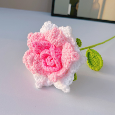 成品手工钩织玫瑰花仿真花