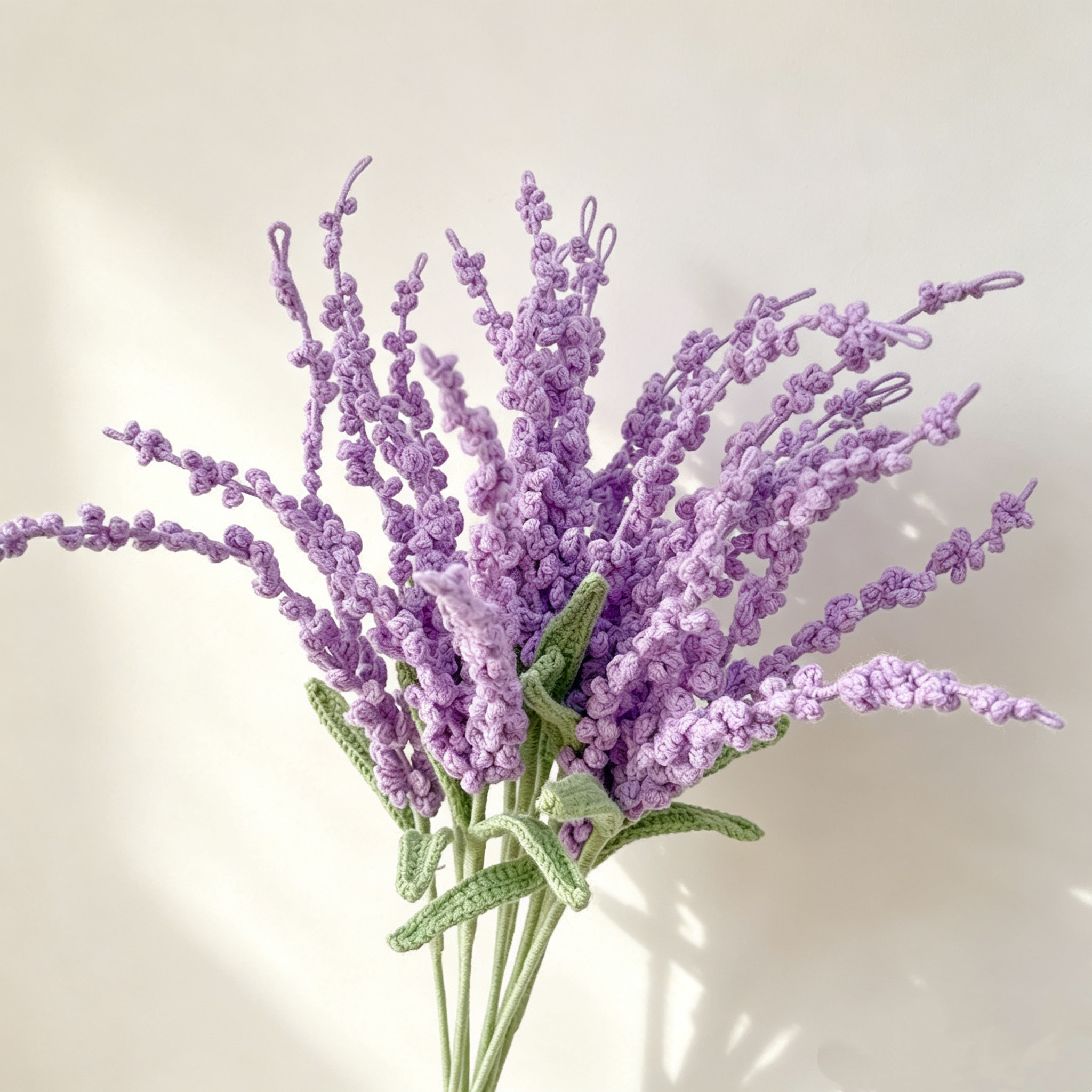 成品手工编织薰衣草花束毛线针织插花搭配仿真花装饰家居植物礼物
