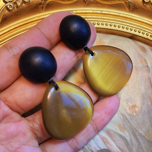 monies风设计耳环独特秋香黄天然石耳饰轻奢简约高级感不退不换