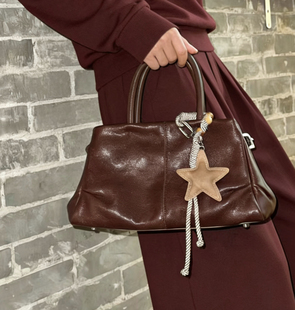 松弛感公文包电脑可放植鞣牛皮无性别包包大容量通勤包托特双肩带